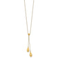 Polished Two Puffed Teardrop Beads Lariat Necklace - WBC