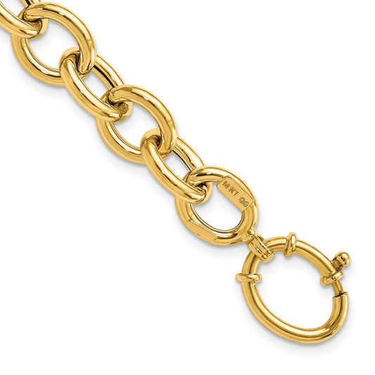 Polished Fancy Oval Cable Link Bracelet - WBC