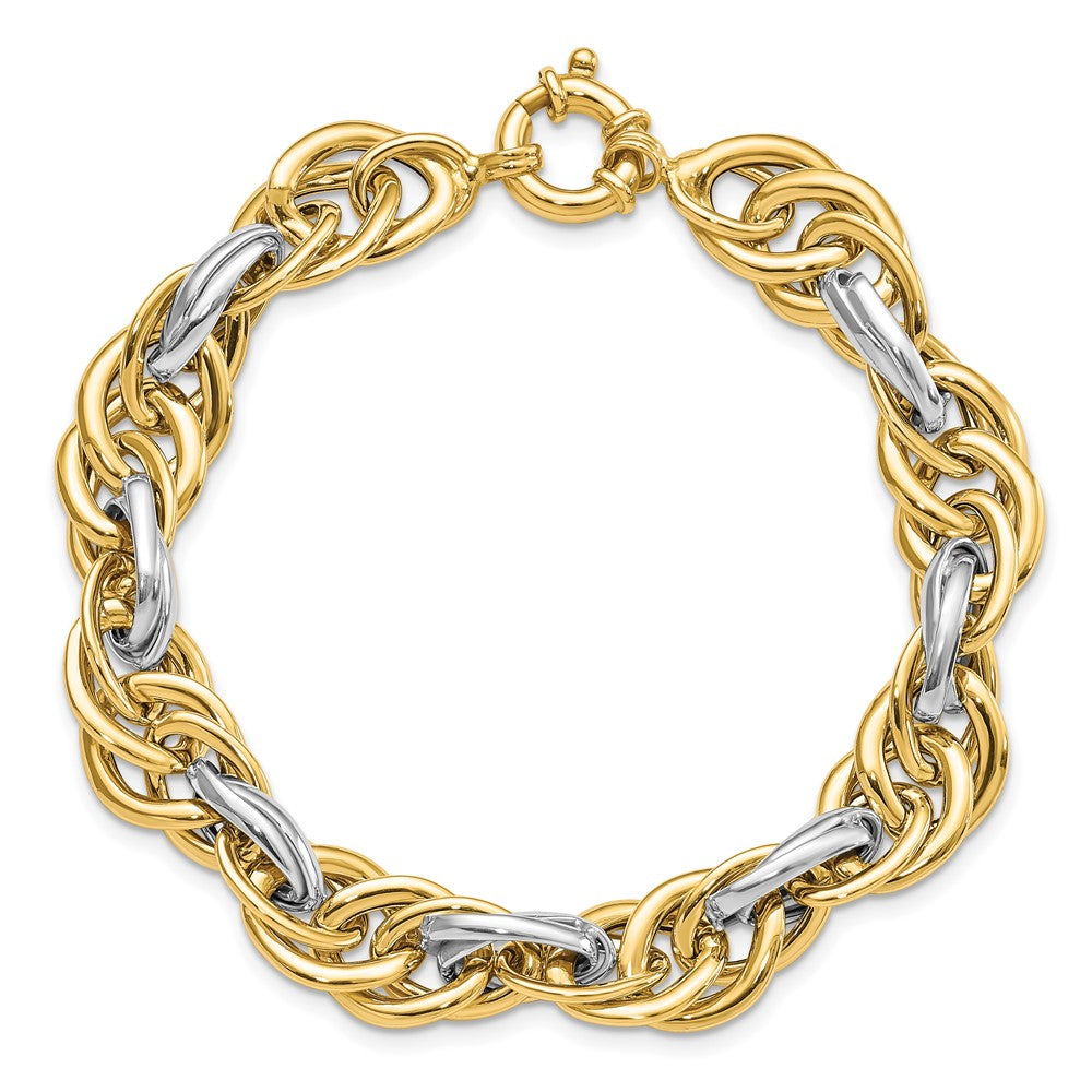 Two-Tone Polished Fancy Rope Link Bracelet - WBC