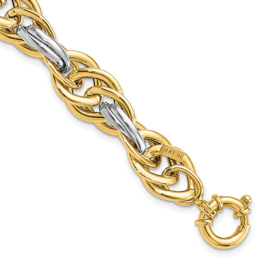 Two-Tone Polished Fancy Rope Link Bracelet - WBC