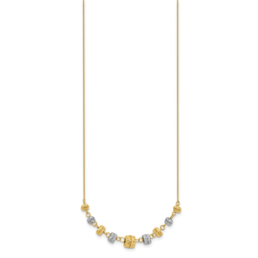 Two-tone Polished Diamond-cut Graduated Barrel Beads Necklace - WBC