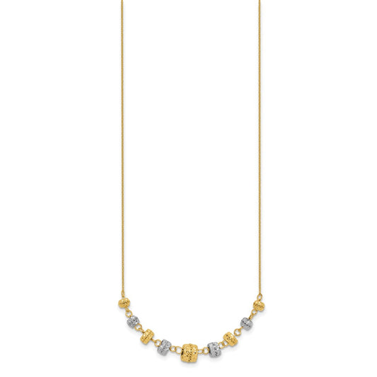 Two-tone Polished Diamond-cut Graduated Barrel Beads Necklace - WBC