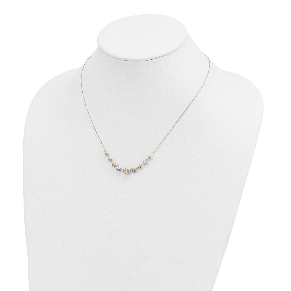 Two-tone Polished Diamond-cut Graduated Barrel Beads Necklace - WBC