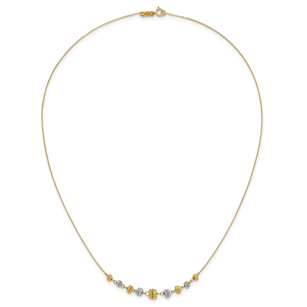 Two-tone Polished Diamond-cut Graduated Barrel Beads Necklace - WBC