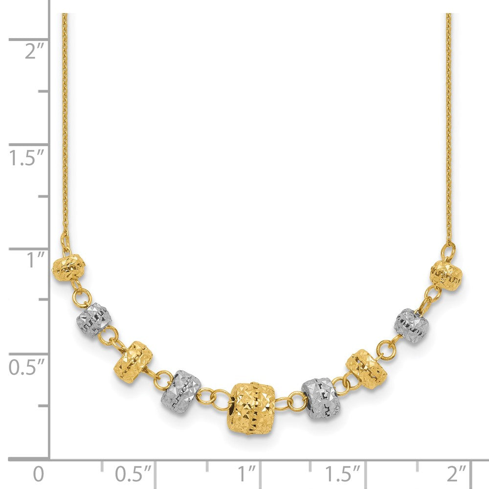 Two-tone Polished Diamond-cut Graduated Barrel Beads Necklace - WBC