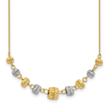 Two-tone Polished Diamond-cut Graduated Barrel Beads Necklace - WBC