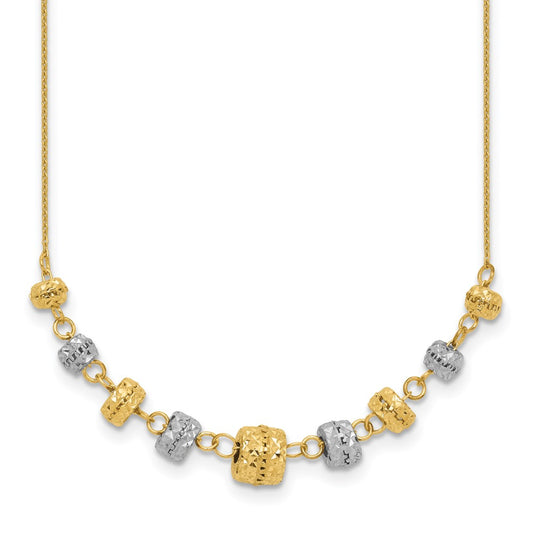Two-tone Polished Diamond-cut Graduated Barrel Beads Necklace - WBC
