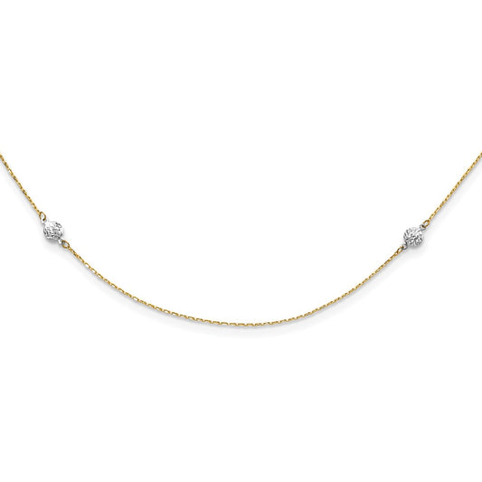 Two-tone Polished and Textured Circles Necklace - WBC