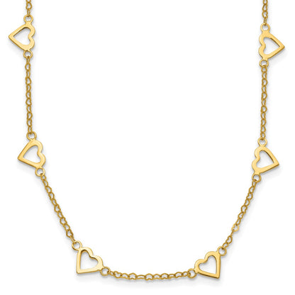 Polished Open Hearts with Heart Link Chain Station Necklace - WBC