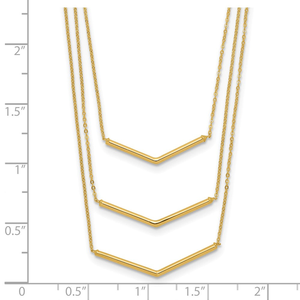 Polished Chevron Bar 3-Strand Bib Necklace Plus Extender - WBC
