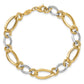 Two-tone Polished and Textured Fancy Oval Curb Bracelet - WBC
