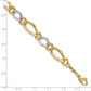 Two-tone Polished and Textured Fancy Oval Curb Bracelet - WBC