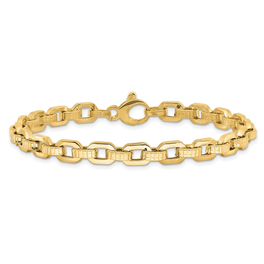 Polished and Textured Fancy Link Bracelet - WBC