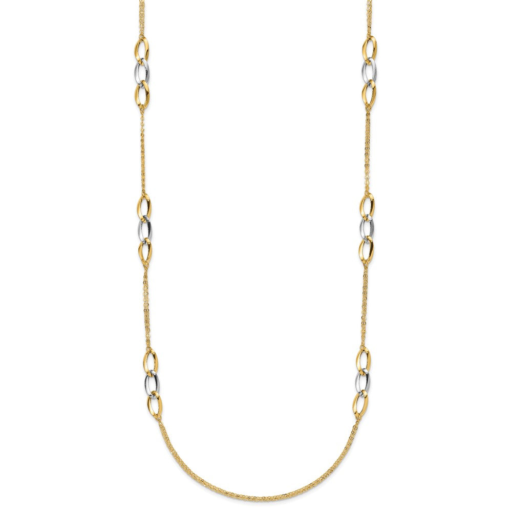 Two-tone Polished w/ .25 in ext. Fancy Link Necklace - WBC