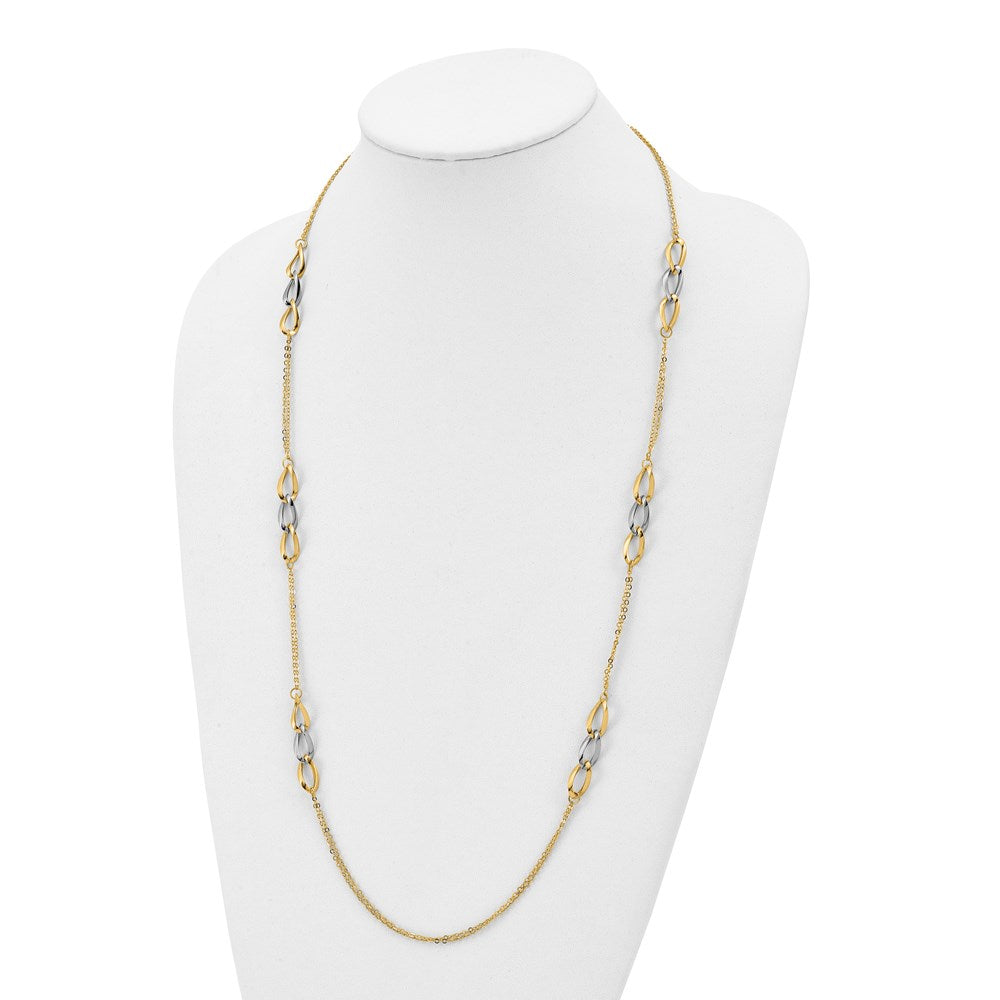 Two-tone Polished w/ .25 in ext. Fancy Link Necklace - WBC