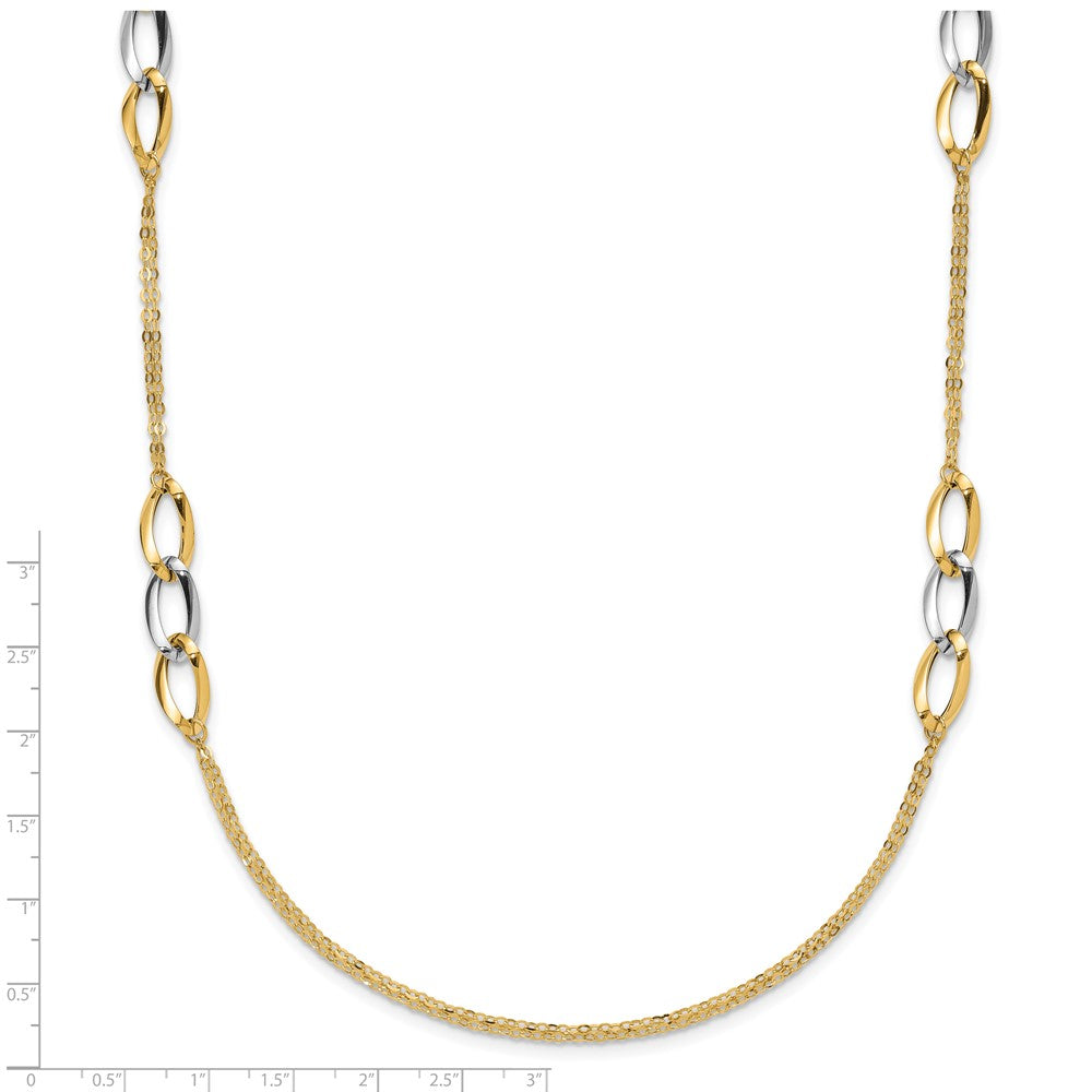 Two-tone Polished w/ .25 in ext. Fancy Link Necklace - WBC