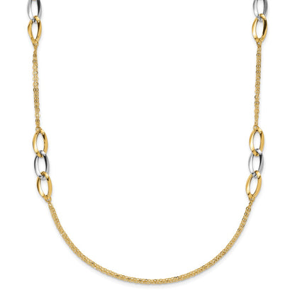 Two-tone Polished w/ .25 in ext. Fancy Link Necklace - WBC