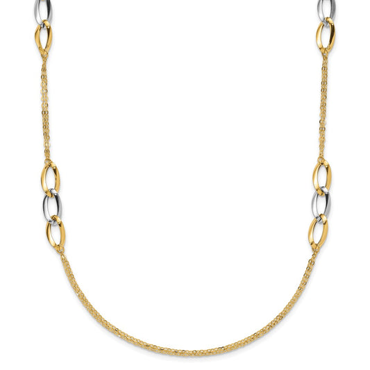 Two-tone Polished w/ .25 in ext. Fancy Link Necklace - WBC