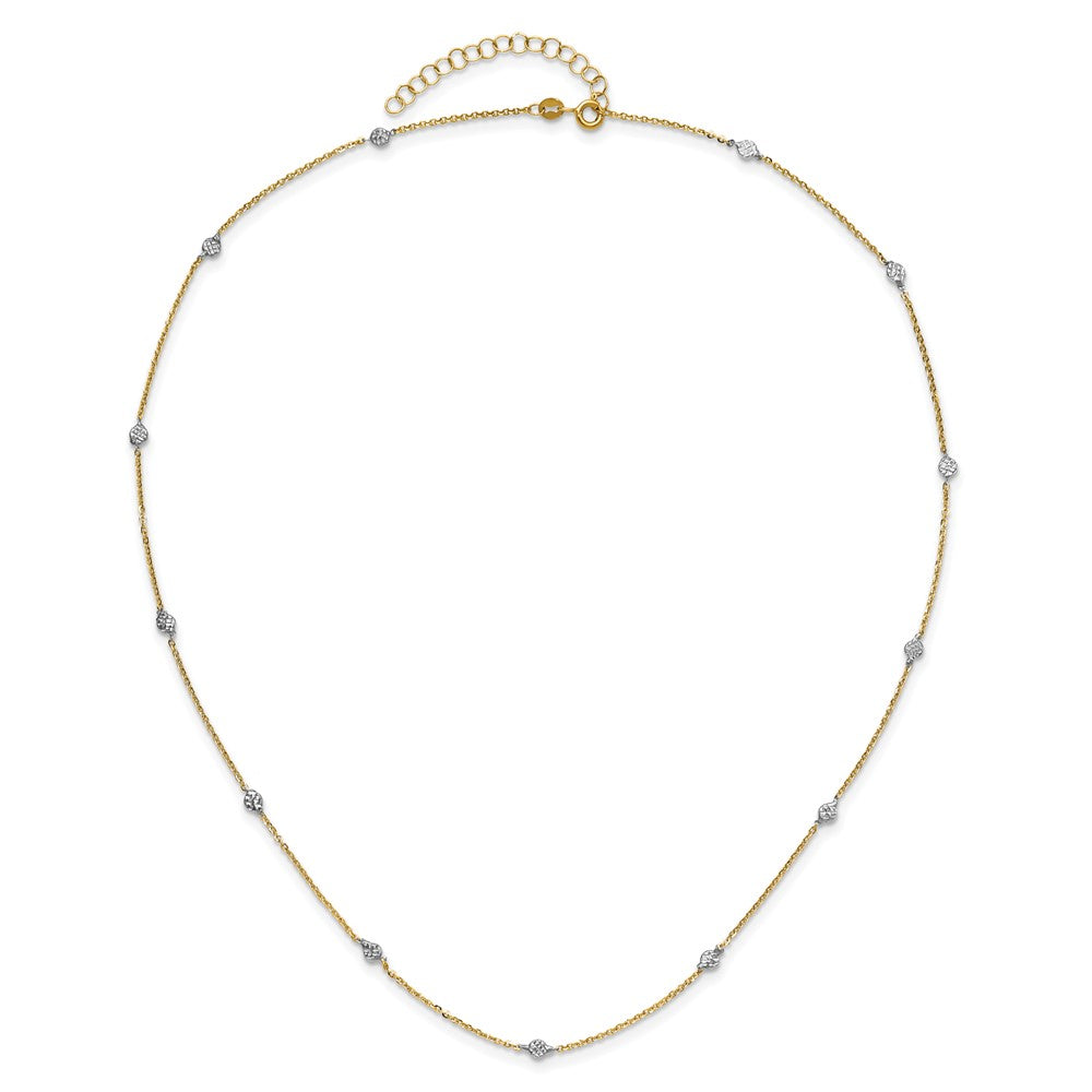 and Rhodium Polished Diamond-cut Discs and Chain Station Necklace - WBC
