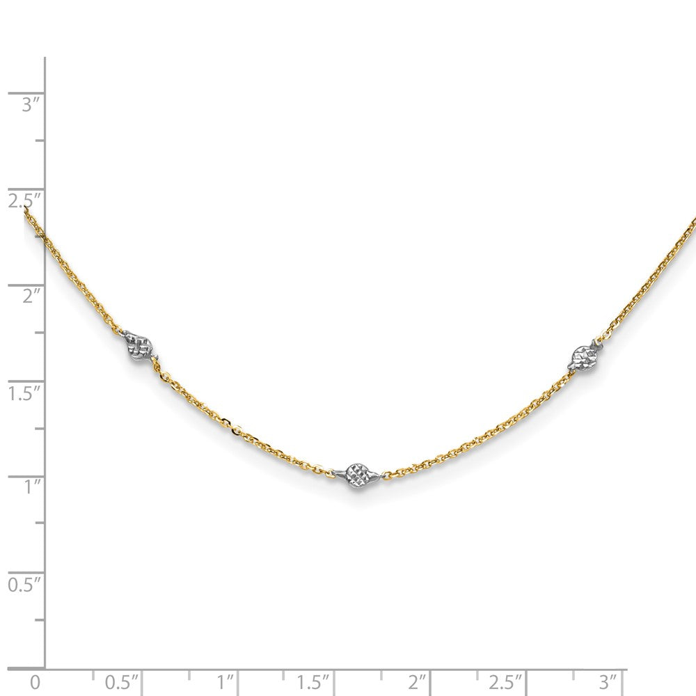 and Rhodium Polished Diamond-cut Discs and Chain Station Necklace - WBC