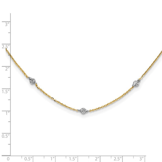 and Rhodium Polished Diamond-cut Discs and Chain Station Necklace - WBC