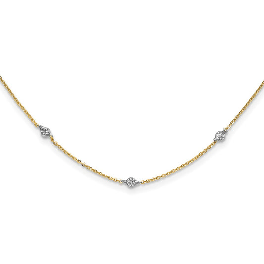 and Rhodium Polished Diamond-cut Discs and Chain Station Necklace - WBC