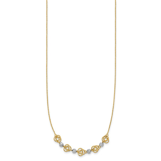 Two-tone Diamond-cut Beads and Love Knots Necklace - WBC
