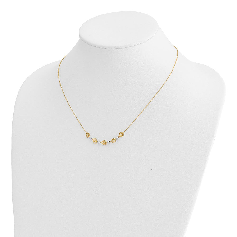 Two-tone Diamond-cut Beads and Love Knots Necklace - WBC