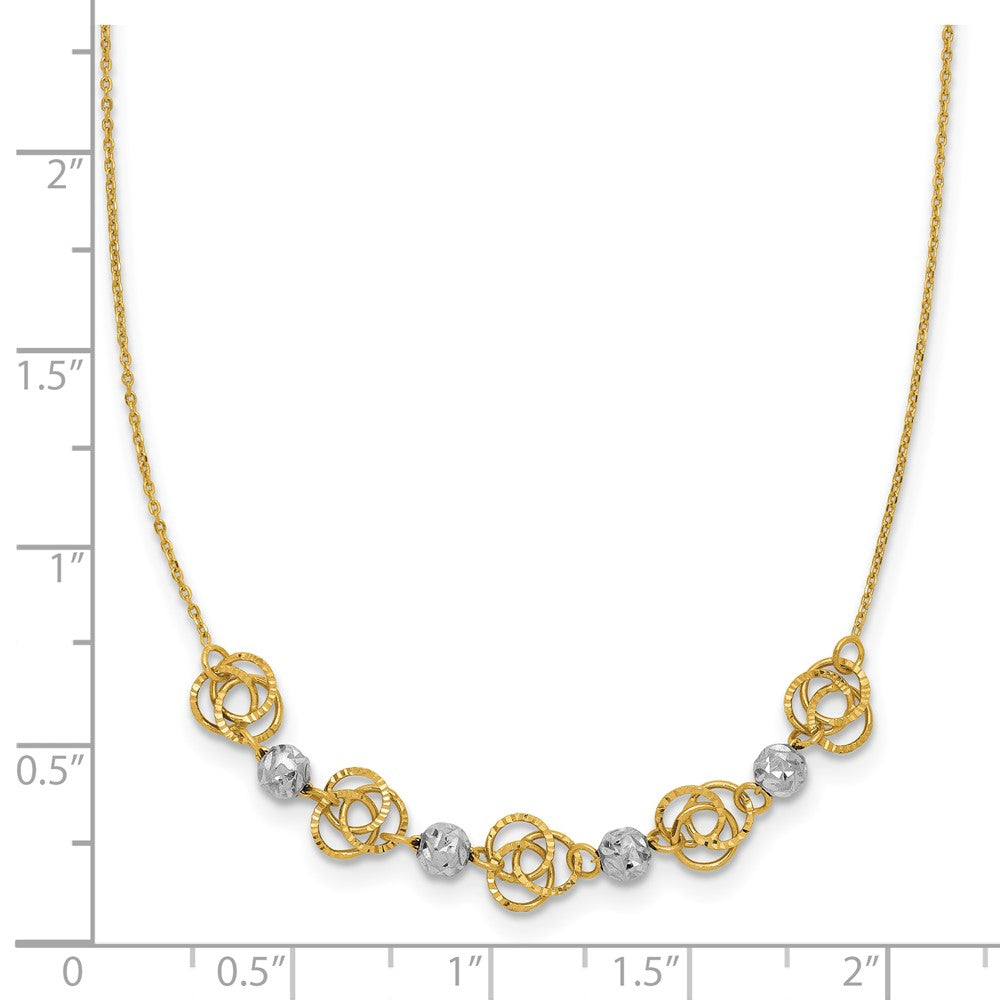 Two-tone Diamond-cut Beads and Love Knots Necklace - WBC