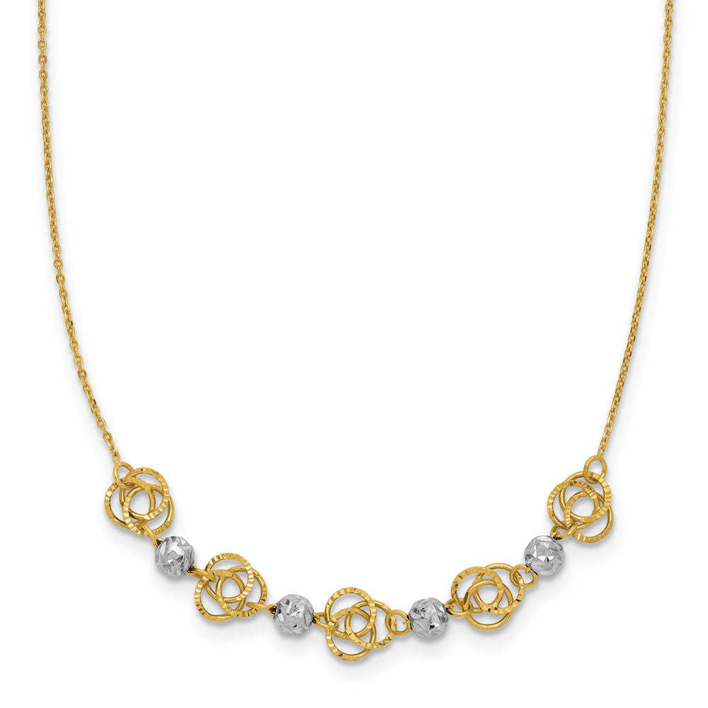 Two-tone Diamond-cut Beads and Love Knots Necklace - WBC