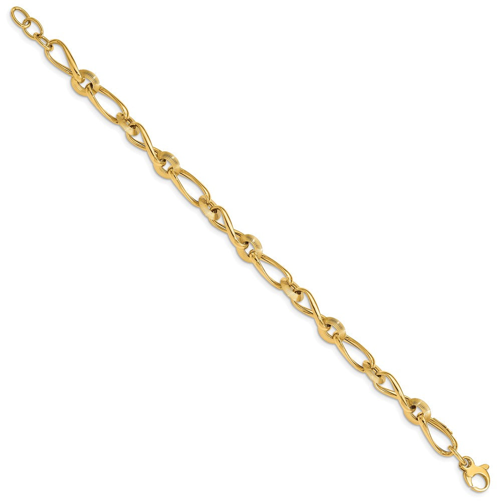 Polished and Grooved Fancy Twisted Link Bracelet Plus Extender - WBC