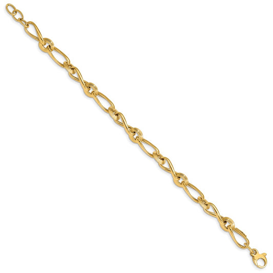 Polished and Grooved Fancy Twisted Link Bracelet Plus Extender - WBC