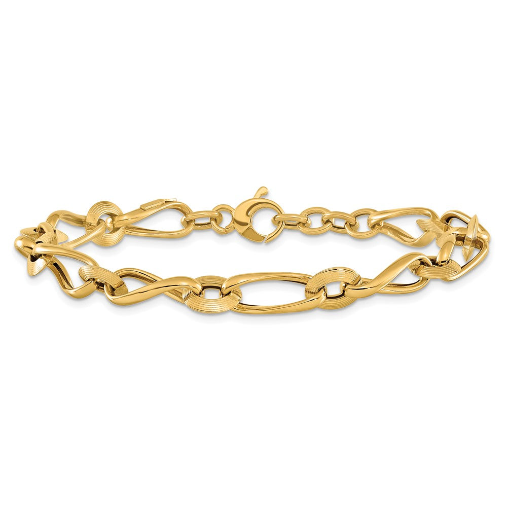 Polished and Grooved Fancy Twisted Link Bracelet Plus Extender - WBC
