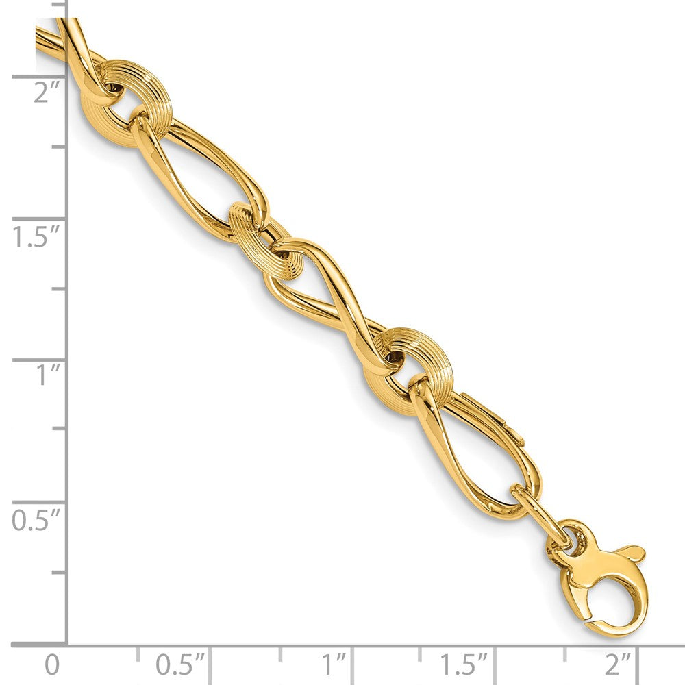 Polished and Grooved Fancy Twisted Link Bracelet Plus Extender - WBC