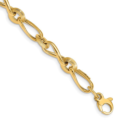 Polished and Grooved Fancy Twisted Link Bracelet Plus Extender - WBC