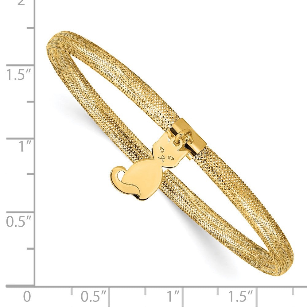 Cat Dangle Woven Mesh Slip-on Stretch Bracelet - WBC
