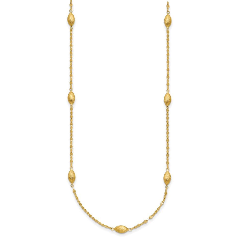 Diamond-cut Chain with Satin Oval Beads Necklace - WBC