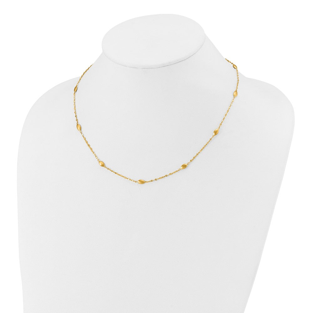Diamond-cut Chain with Satin Oval Beads Necklace - WBC