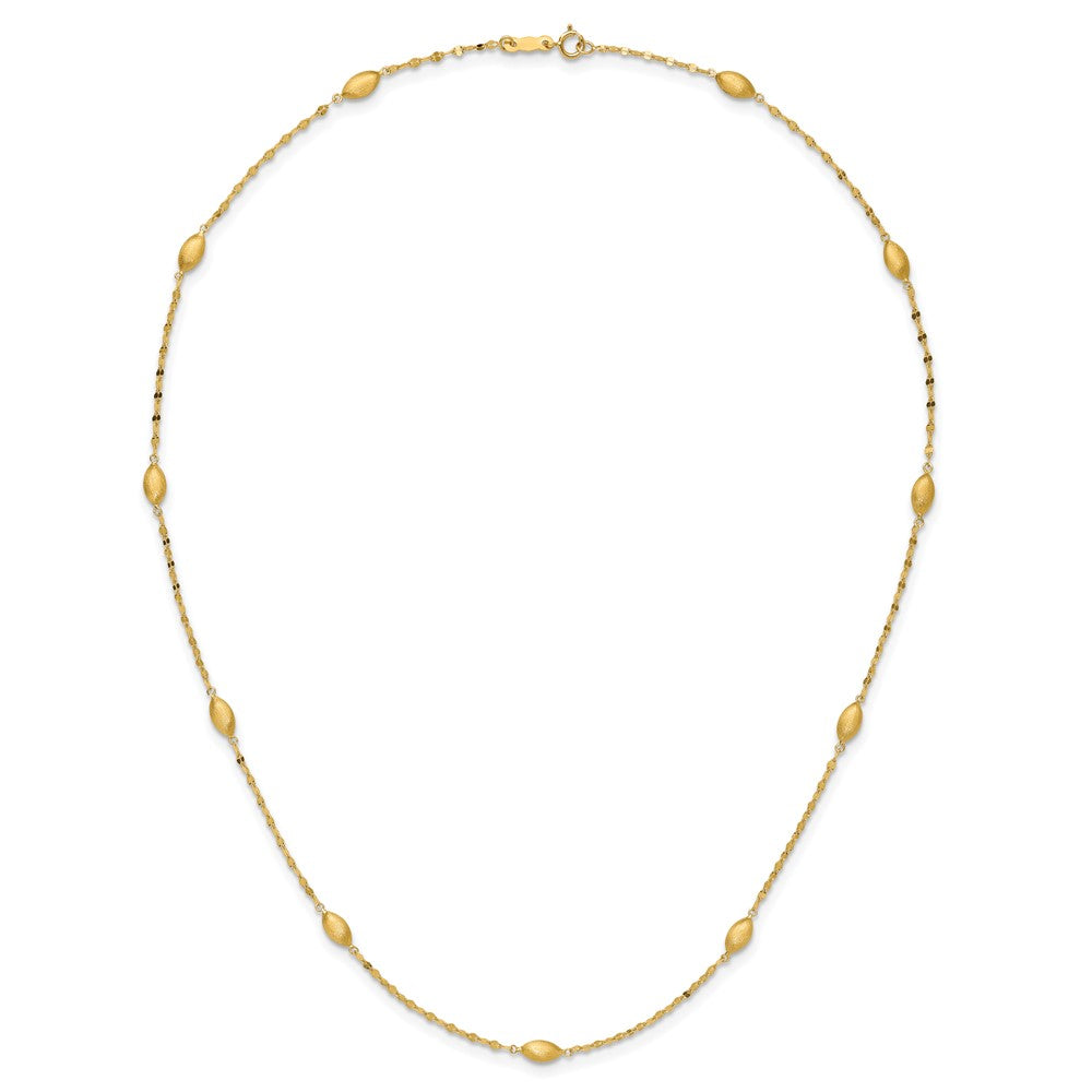 Diamond-cut Chain with Satin Oval Beads Necklace - WBC