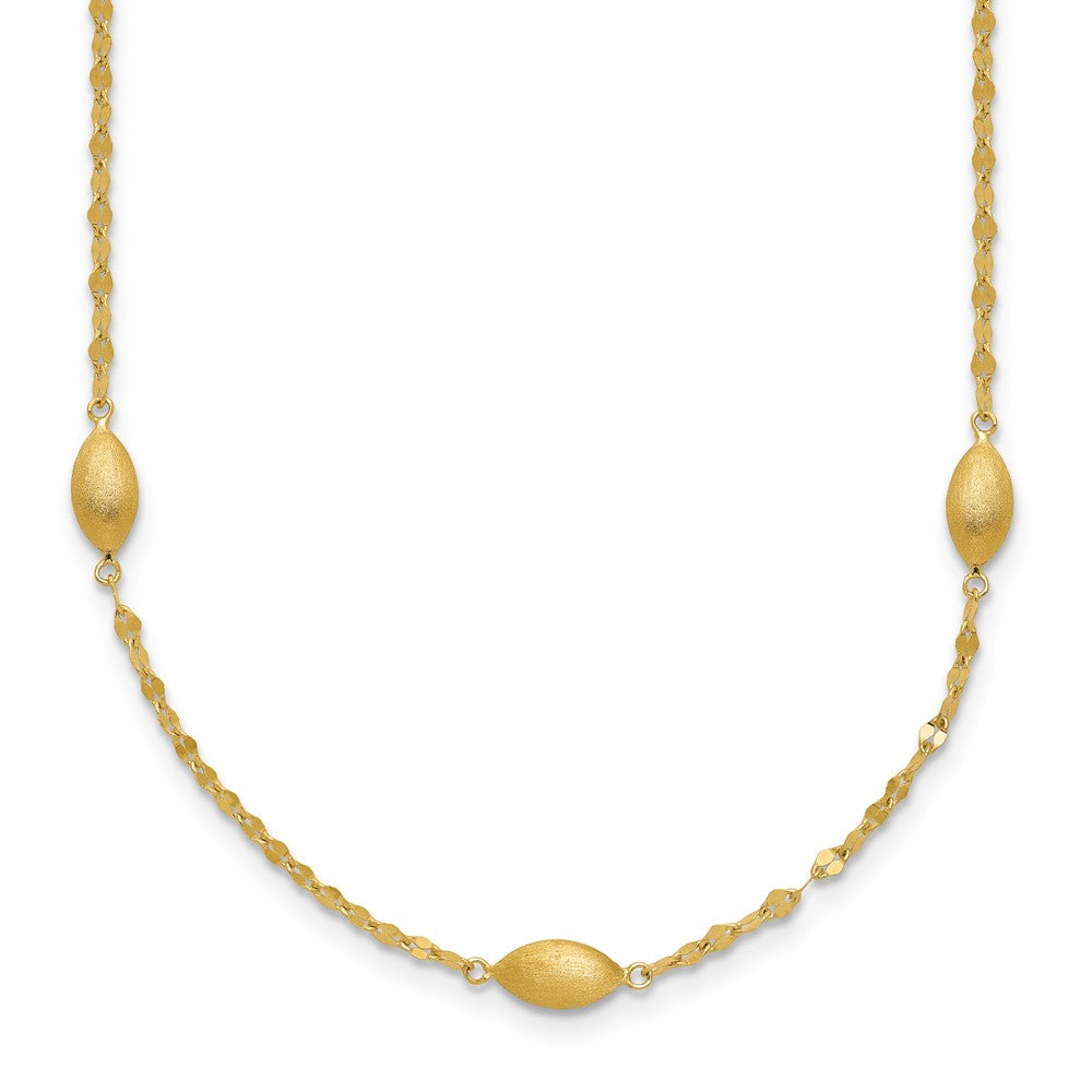 Diamond-cut Chain with Satin Oval Beads Necklace - WBC