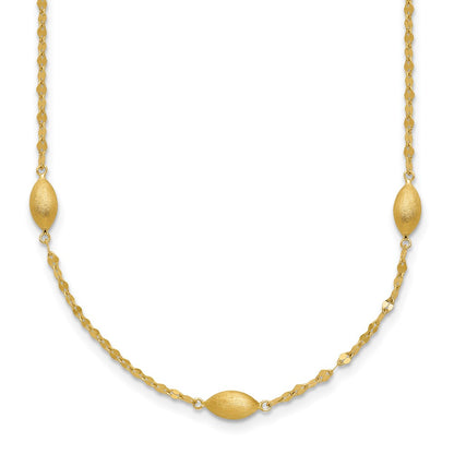 Diamond-cut Chain with Satin Oval Beads Necklace - WBC