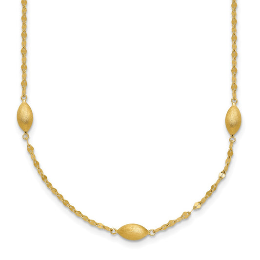 Diamond-cut Chain with Satin Oval Beads Necklace - WBC