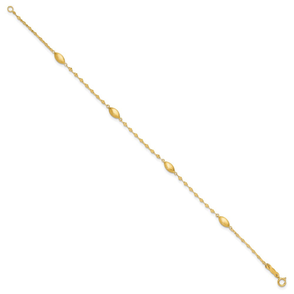 Diamond-cut Chain with Satin Oval Beads Bracelet - WBC