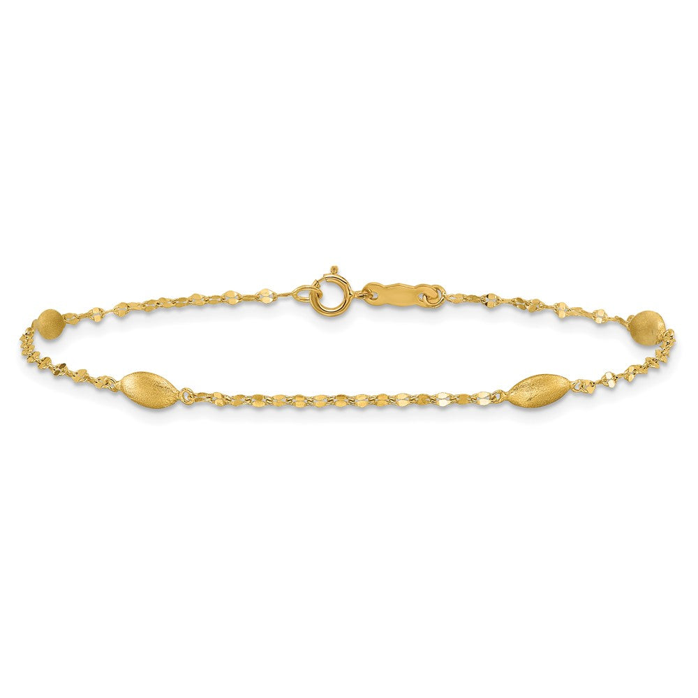 Diamond-cut Chain with Satin Oval Beads Bracelet - WBC