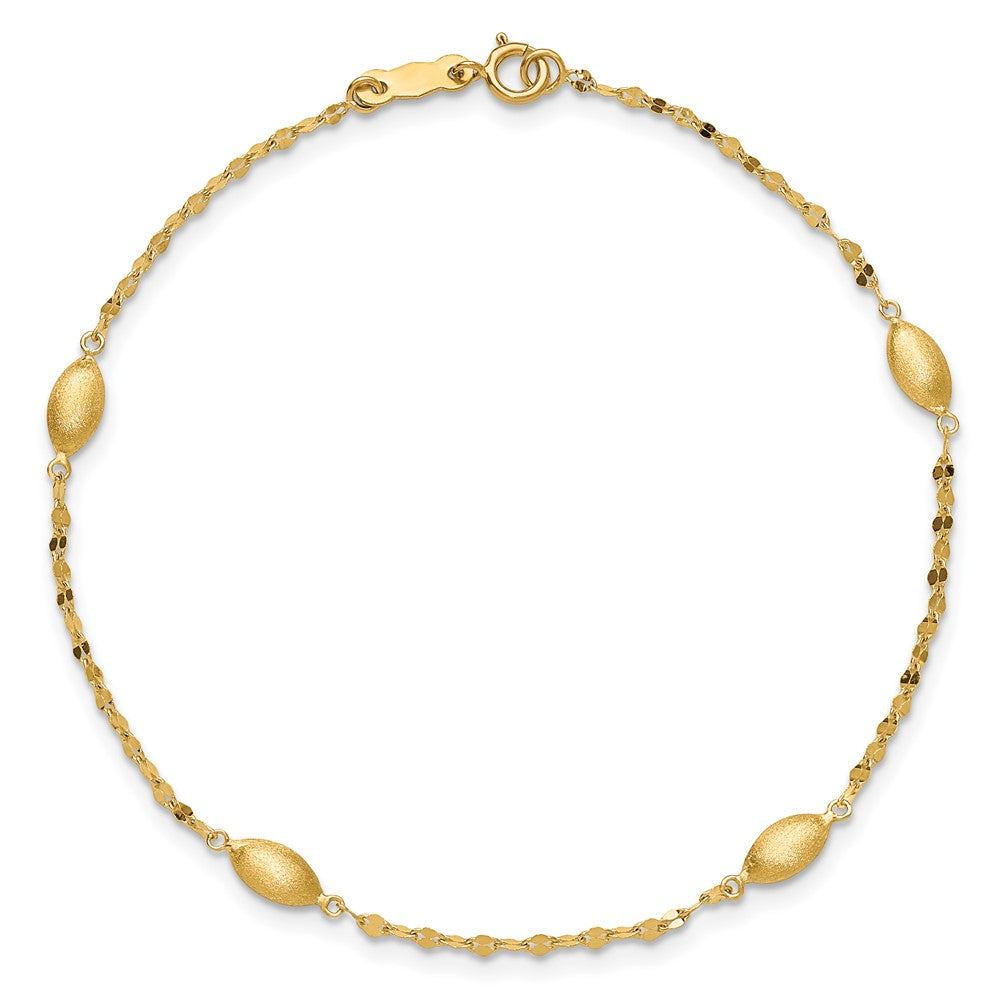 Diamond-cut Chain with Satin Oval Beads Bracelet - WBC