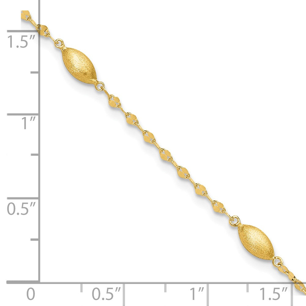 Diamond-cut Chain with Satin Oval Beads Bracelet - WBC