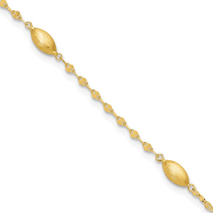 Diamond-cut Chain with Satin Oval Beads Bracelet - WBC