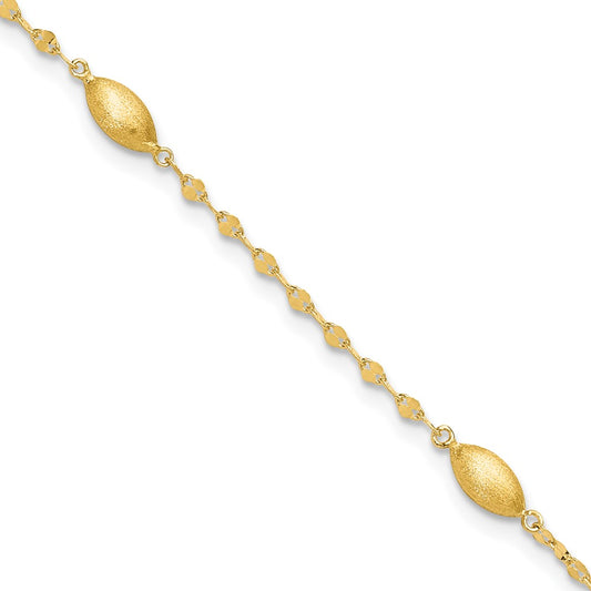 Diamond-cut Chain with Satin Oval Beads Bracelet - WBC