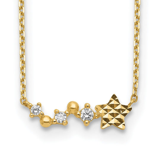 Diamond-Cut Star CZ with 2IN EXT Necklace - WBC