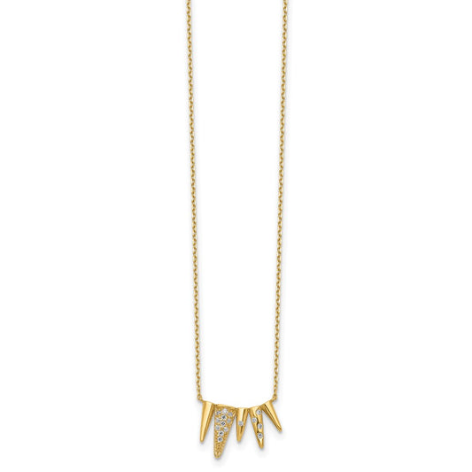 Decorated Triangles CZ with 2IN EXT Necklace - WBC